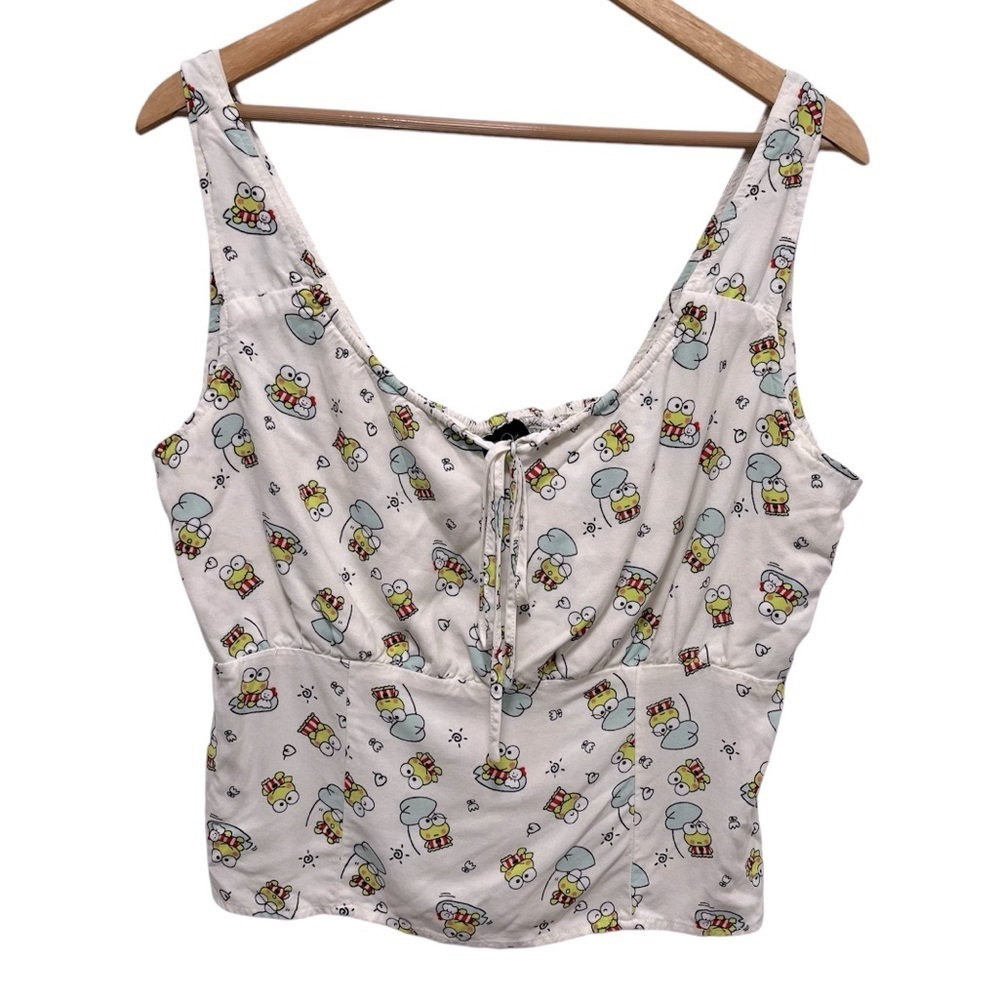 KEROPI By Sanrio Milkmaid Blouse Top Smocked Back In Cream Size XL